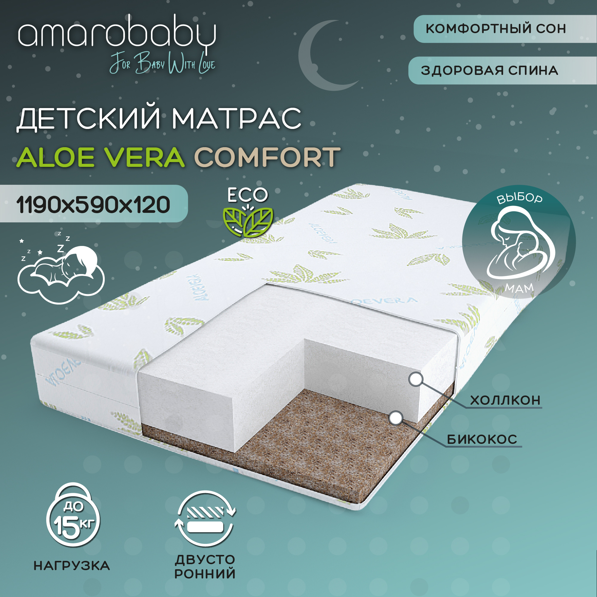 Матрас LUNATOWN Aloe Vera Comfort со съемным чехлом LUNA-33AV-C купить по  цене 1989 ₽ в интернет-магазине Детский мир