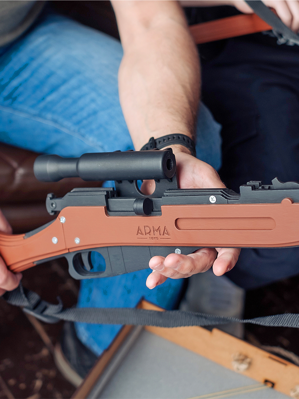 Резинкострел Arma.toys Игрушечная деревянная винтовка Мосина со снайперским прицелом - фото 5