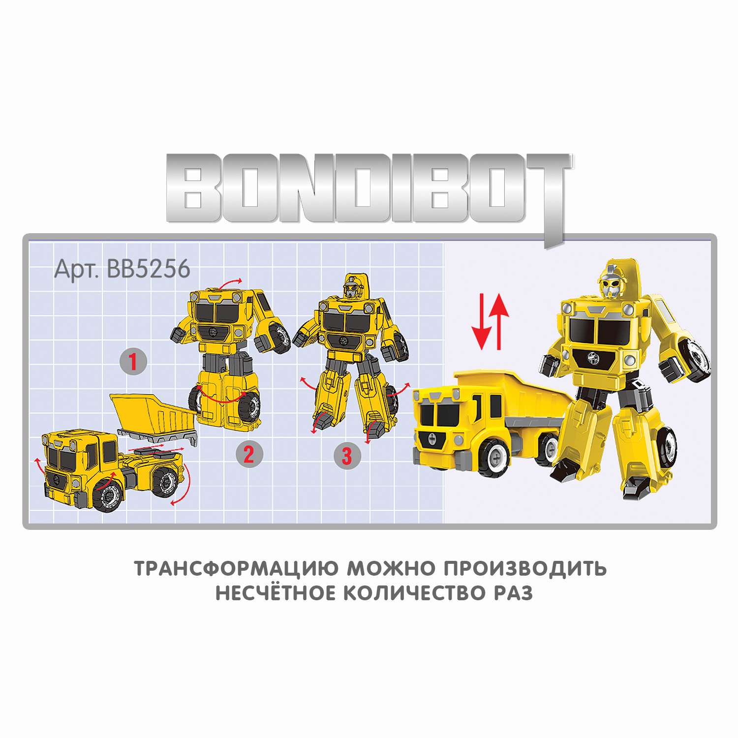 Трансформер-конструктор BONDIBON Bondibot Робот-самосвал строительный 2 в 1 с отвёрткой - фото 8