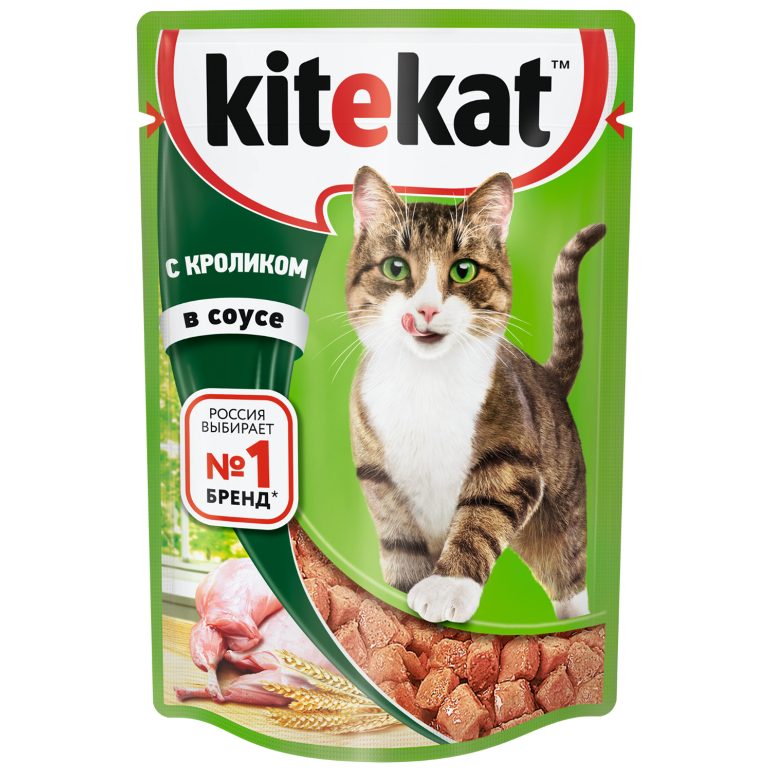 Влажный корм для кошек KiteKat 0.085 кг кролик (полнорационный) - фото 1