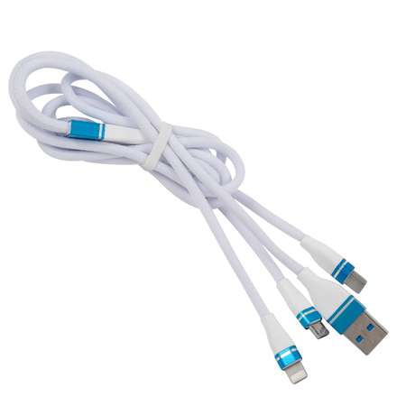 Дата-кабель RedLine 3в1 USB - microUSB+Lightning+Type-C 2A белый