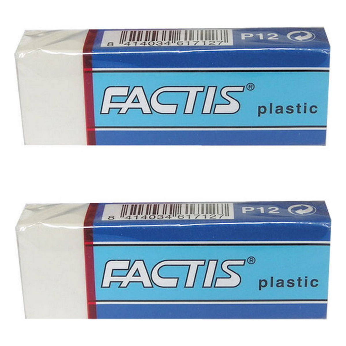 Ластик FACTIS Plastic P 12 белый прямоугольный мягкий ПВХ 2шт P12/2SET - фото 1