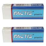 Ластик FACTIS Plastic P 12 белый прямоугольный мягкий ПВХ 2шт P12/2SET