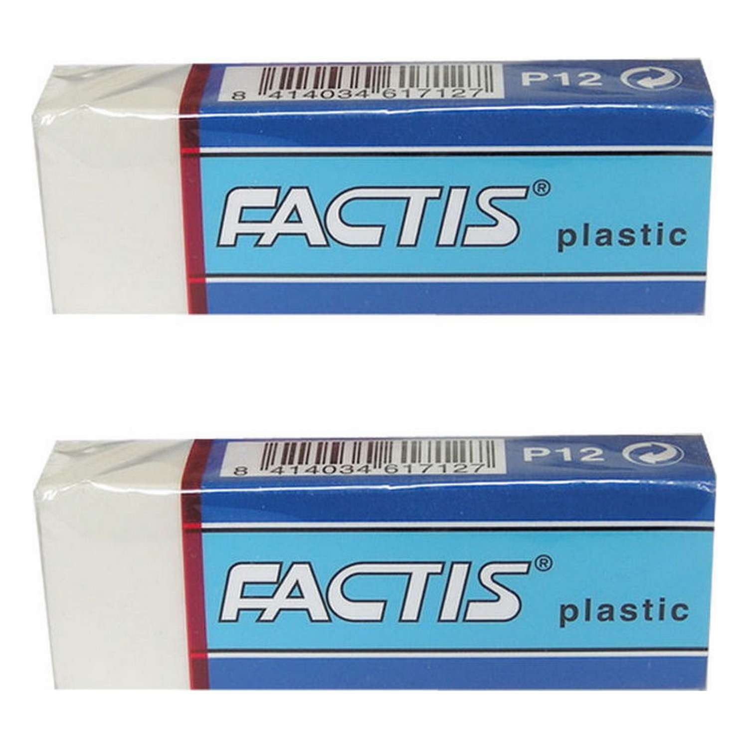 Ластик FACTIS Plastic P 12 белый прямоугольный мягкий ПВХ 2шт P12/2SET - фото 1