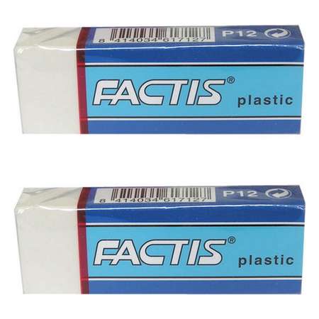 Ластик FACTIS Plastic P 12 белый прямоугольный мягкий ПВХ 2шт P12/2SET