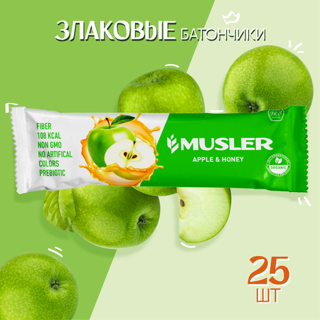 Злаковые батончики MUSLER мюсли Яблоко с медом 25 шт.х 30г