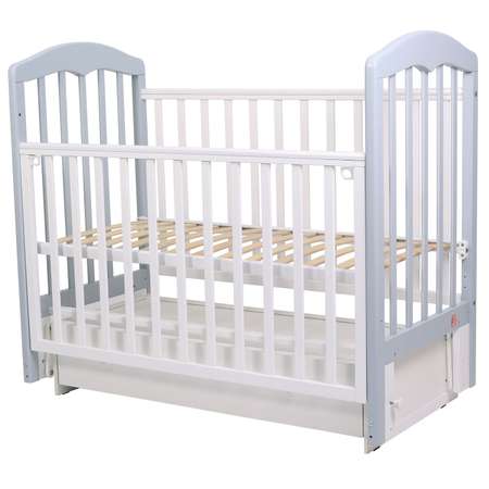 Детская кроватка Топотушки прямоугольная, универсальный маятник (серый, белый)