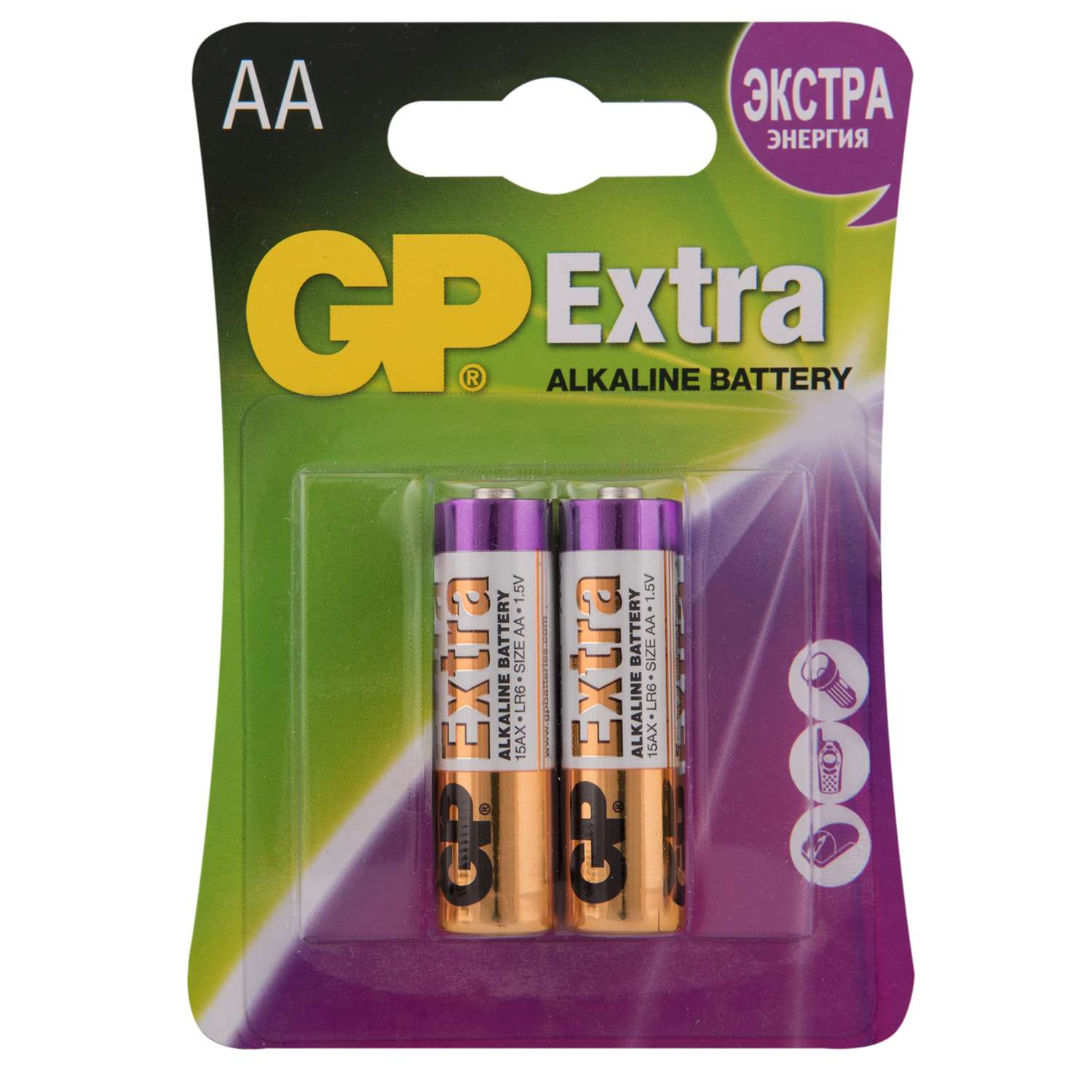 Батарейки GP 15AX-2CR2 Exltra 20/160 пальцы 2 шт. - фото 1