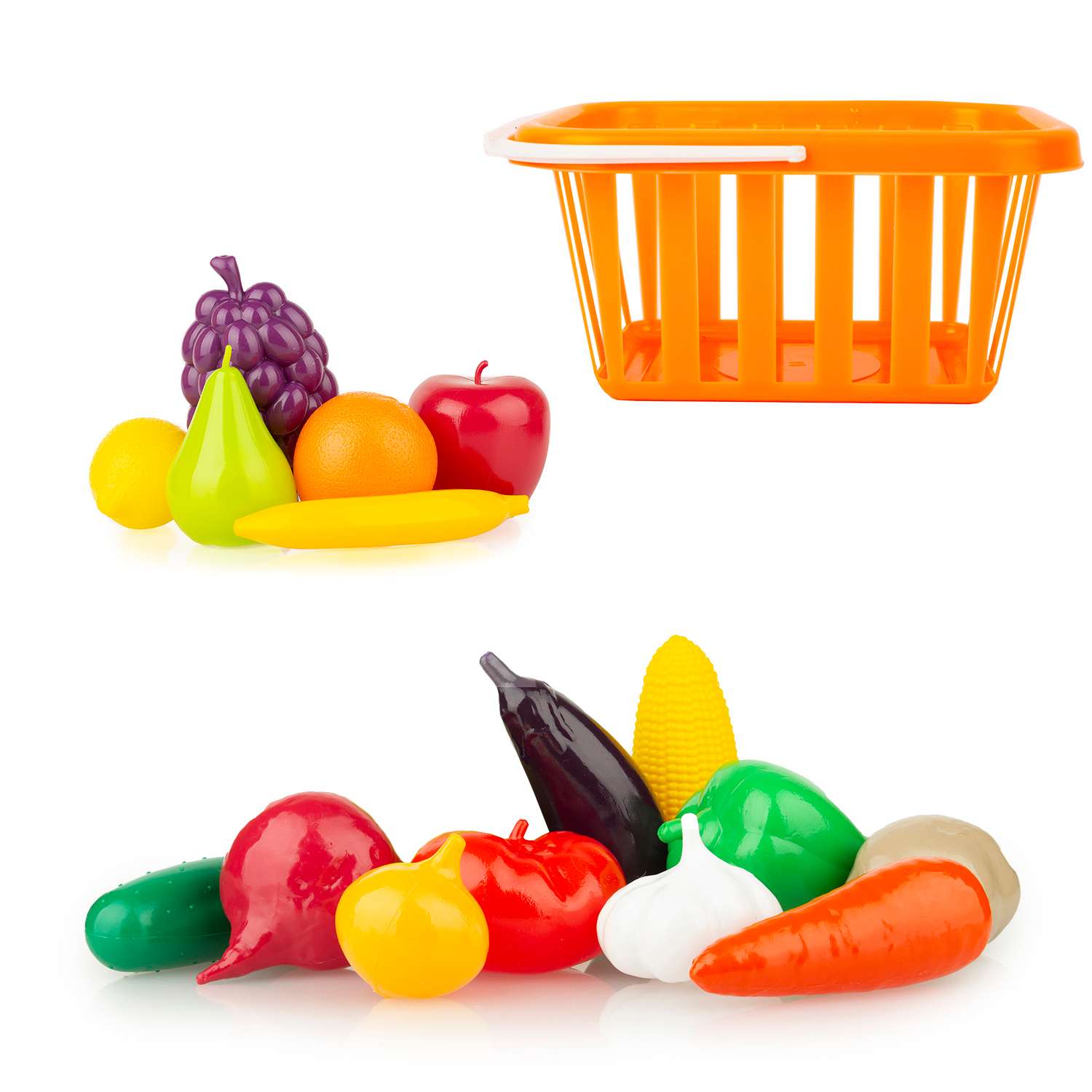 Игровой набор Стром Фрукты и овощи в корзине 17 предметов Оранжевый - фото 1