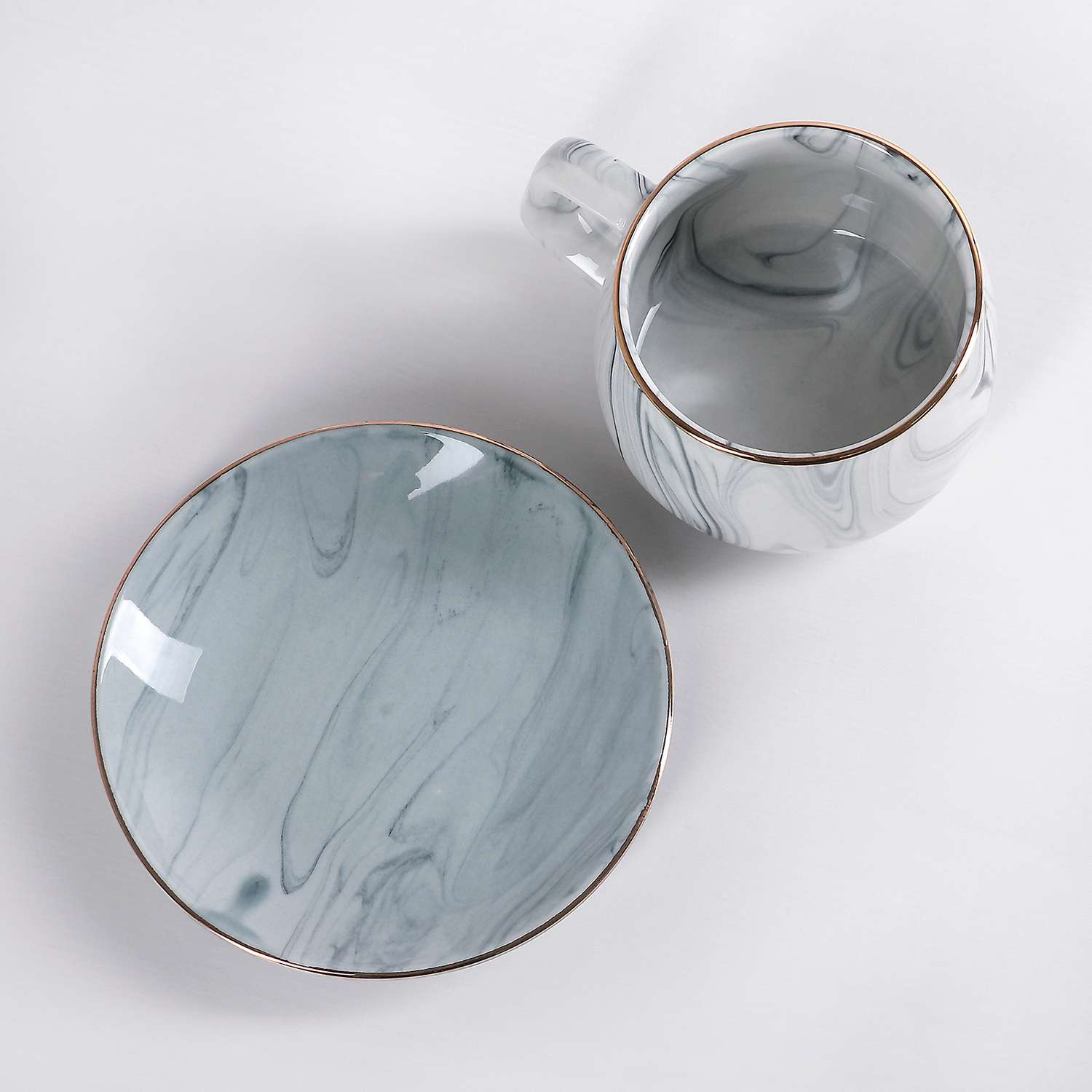 Чайная пара Sima-Land Мрамор чашка 250 мл блюдце цвет серый - фото 2