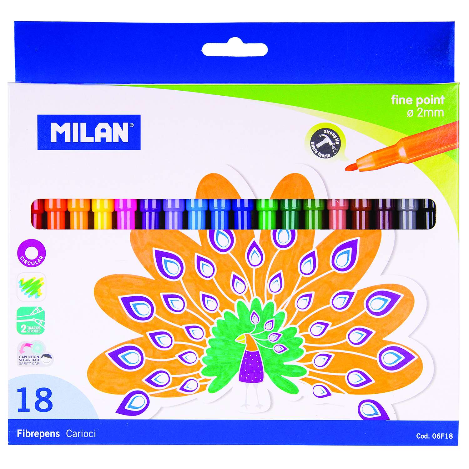 Фломастеры MILAN смываемые 18 цветов - фото 2