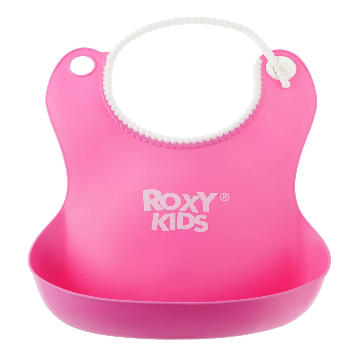 Нагрудник ROXY-KIDS для кормления мягкий с кармашком и застежкой цвет розовый - фото 2