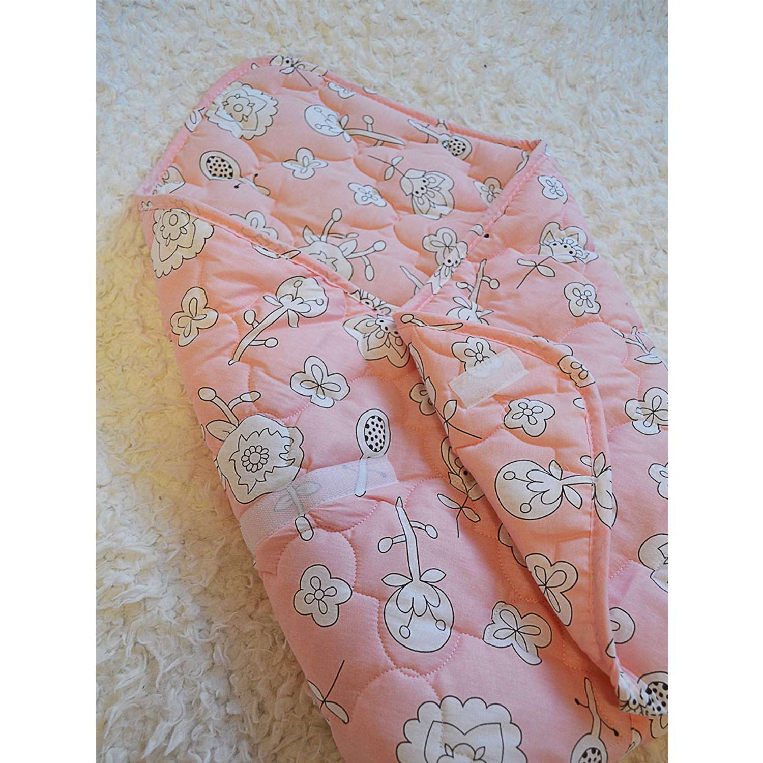 Конверт-одеяло малышу розовое Засыпашки утепленное с застежкой хлопок 100% - фото 2