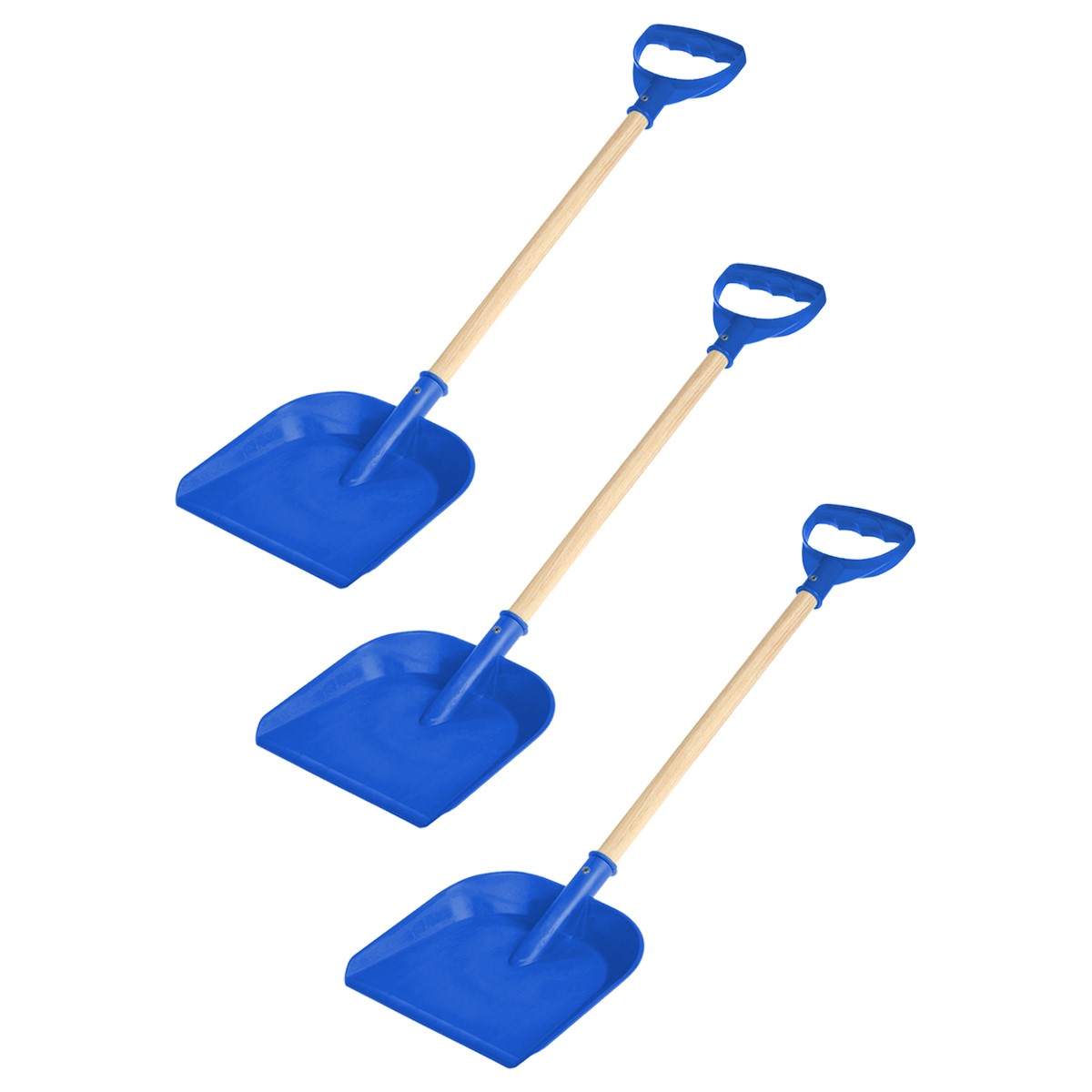 Набор детских лопат Задира для снега и песочницы с деревянной ручкой 60 см синяя - 3 шт - фото 1