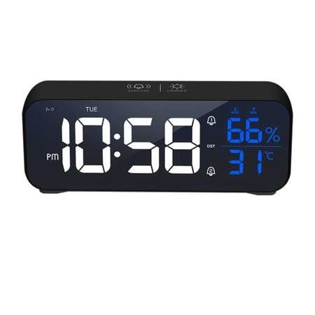 Часы электронные ARTSTYLE с встроенным аккумулятором с будильником термометром и гигрометром черного цвета