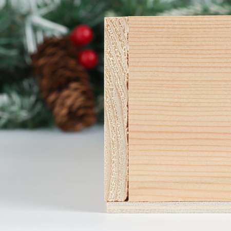 Кашпо Sima-Land деревянное 24.5×14×8 см «Happy New Year. С Новым Годом. Ёлочка»