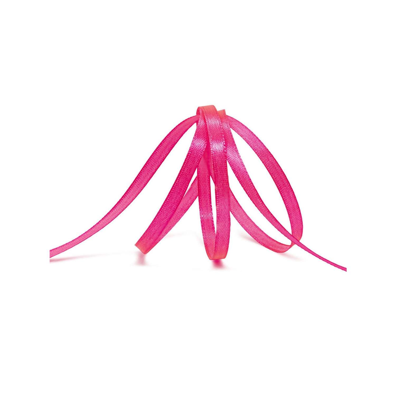 Лента Айрис атласная упаковочная флористическая 6 мм 22.86 м 013 яркий розовый - фото 2