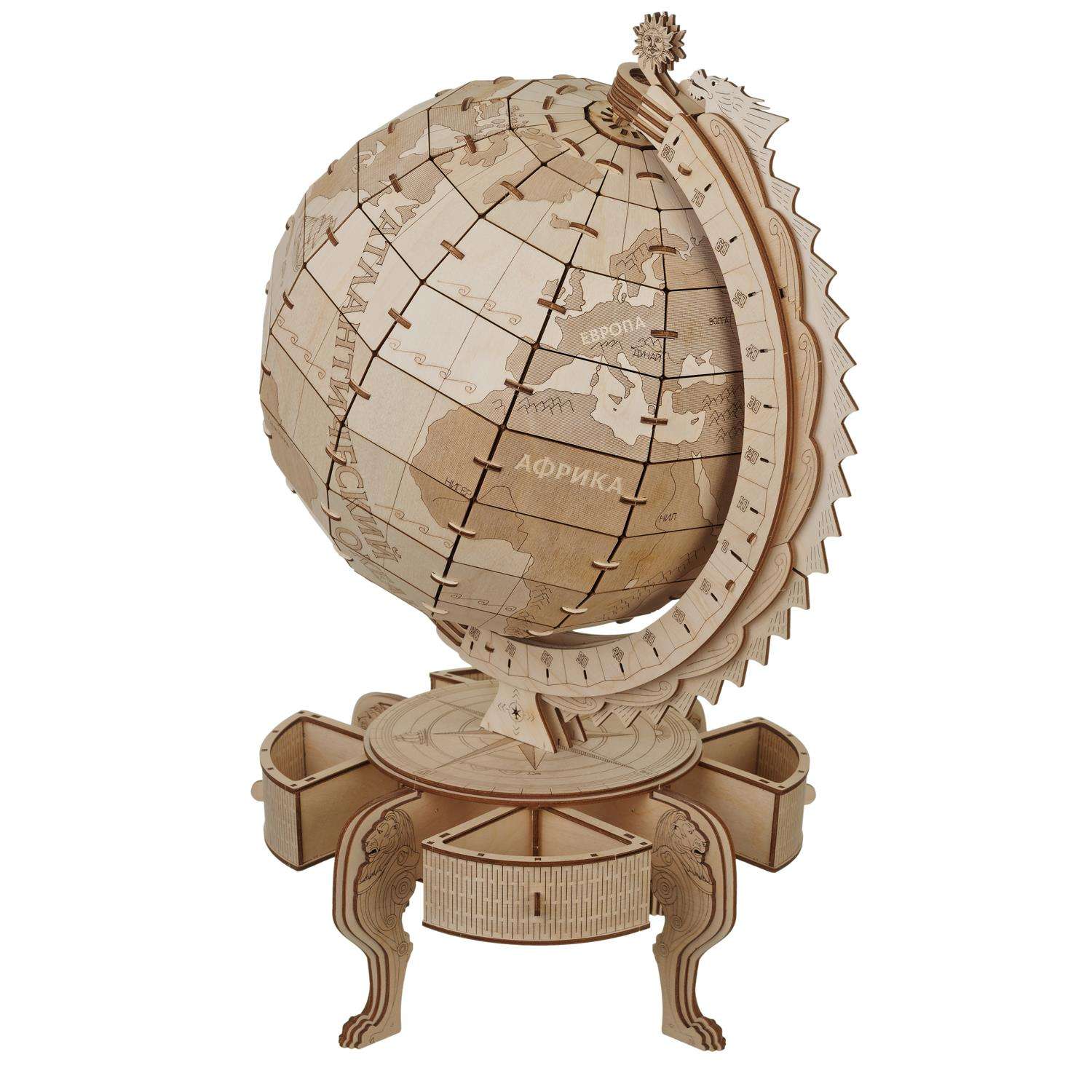 Сборная модель деревянная TADIWOOD Глобус большой 53 см. 383 детали - фото 2