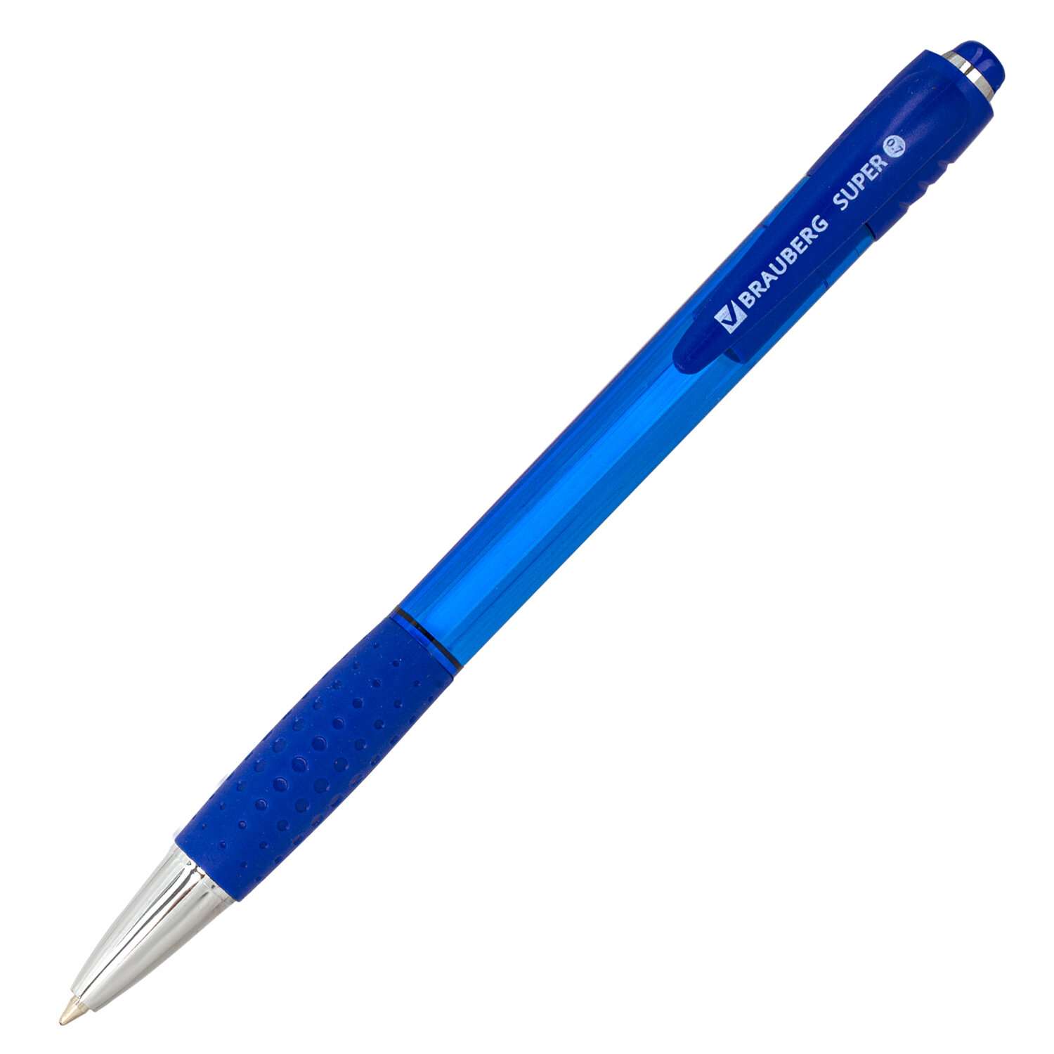 Ручки шариковые Brauberg автоматические синие набор 4 штуки тонкие для школы с грипом - фото 4