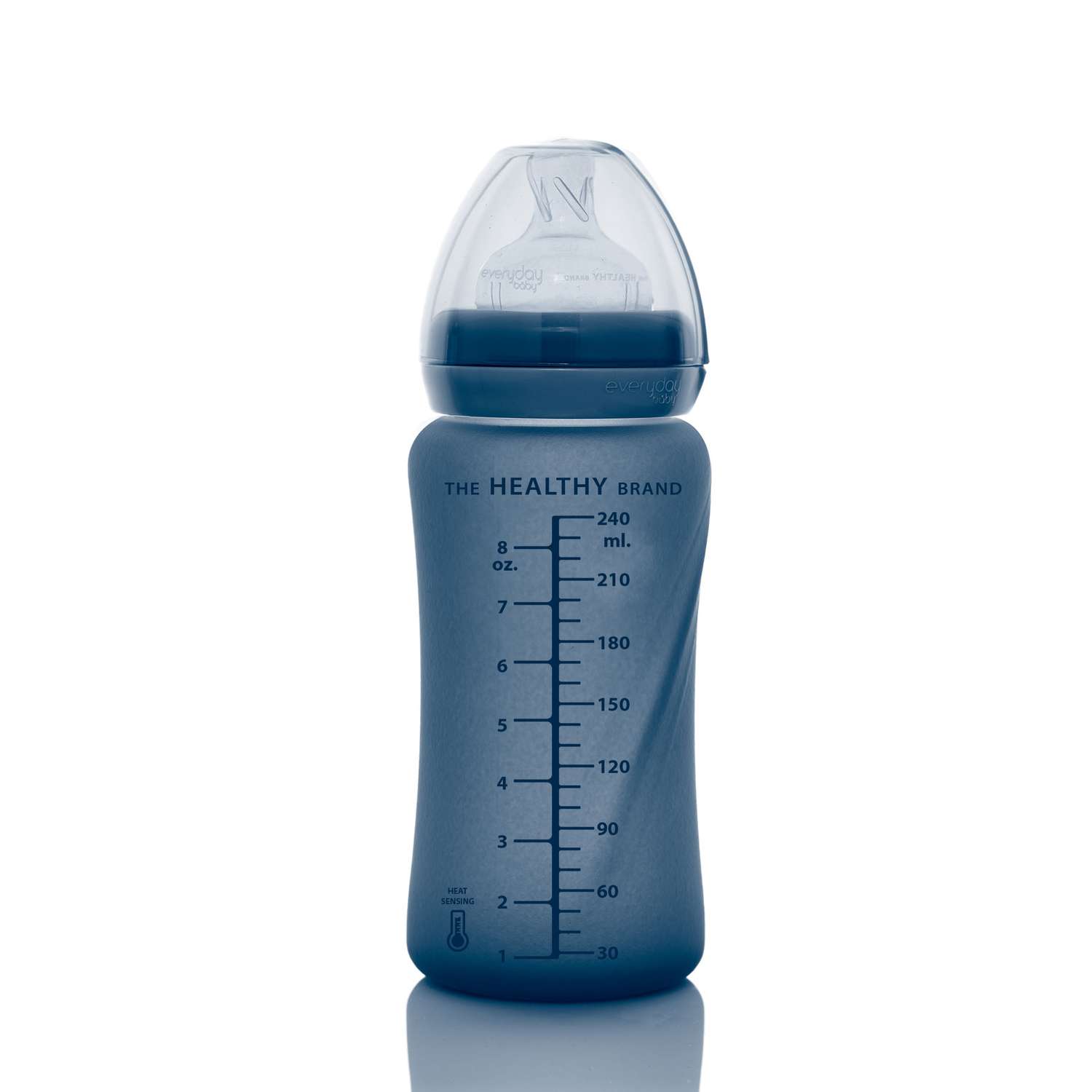 Бутылочка Everyday Baby Healthy стеклянная с индикатором температуры 240 мл черничный - фото 2