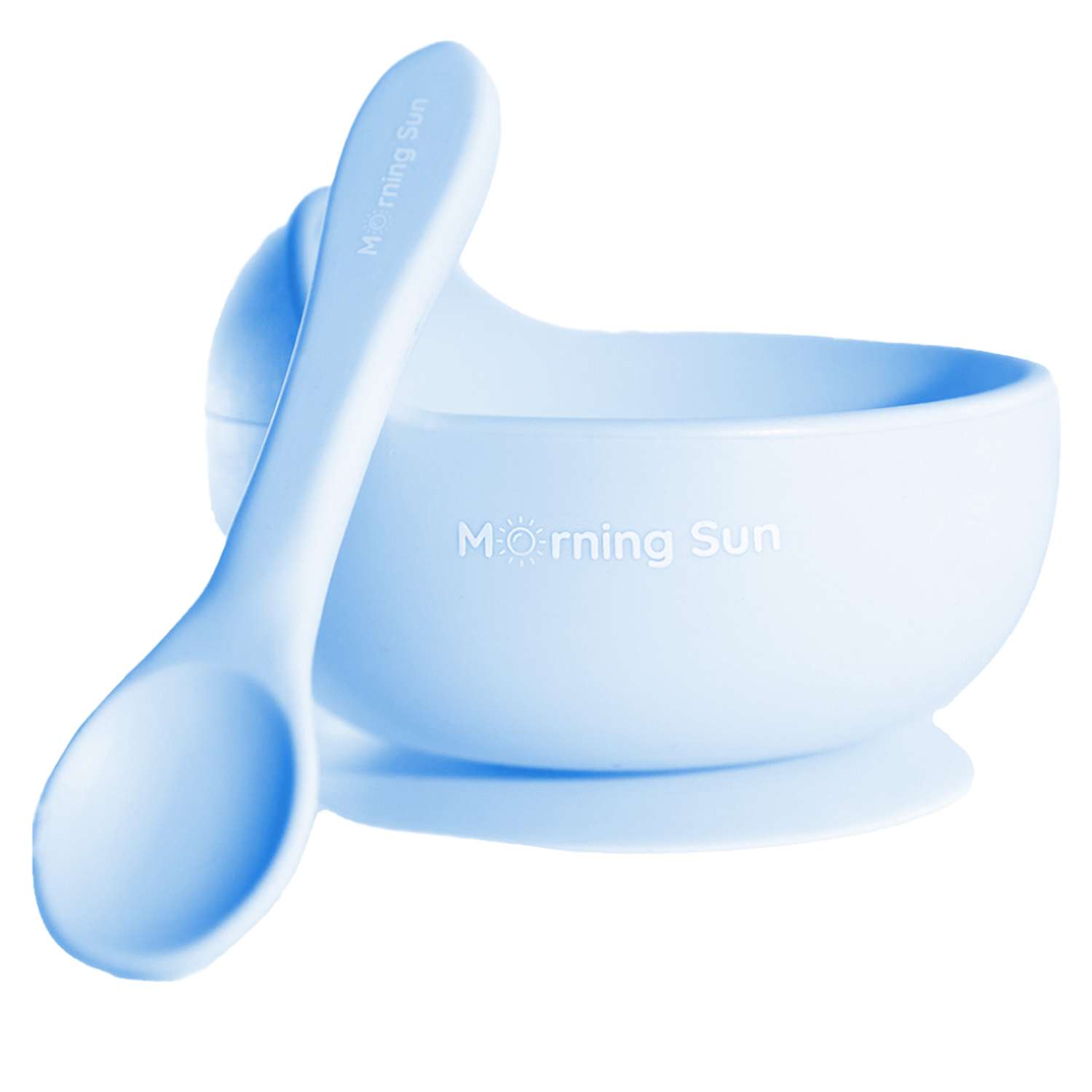Набор для кормления Morning Sun Силиконовый тарелка на присоске +ложка Синий - фото 1