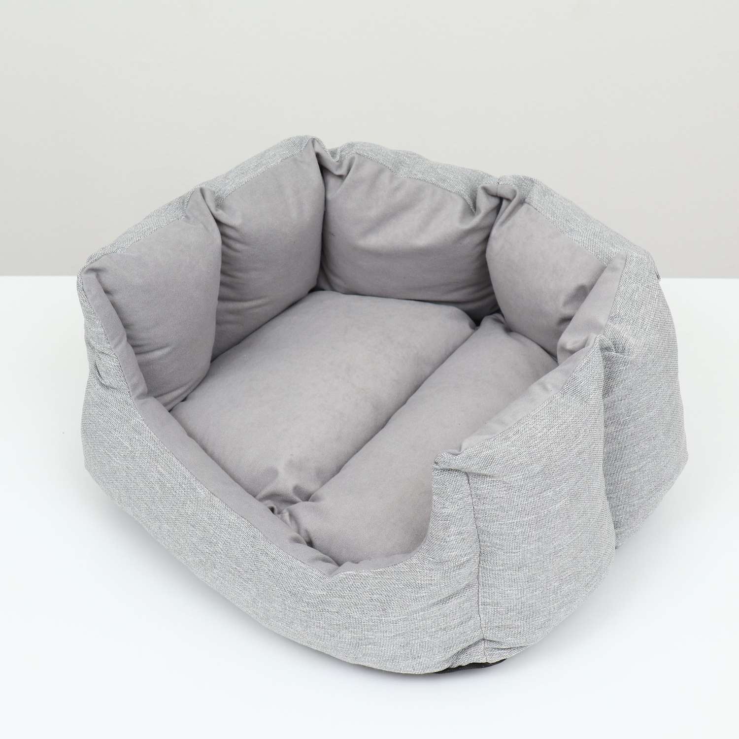Лежак Пижон с подушкой рогожка вельвет 50х40х23 см серый - фото 3