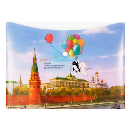 Папка-конверт COMIX на кнопке А4 серия География Москва Кремль
