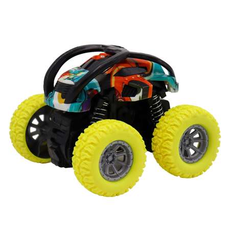 Машинка Funky Toys Перевёртыш фрикционная с принтом и жёлтыми колесами FT9791-3