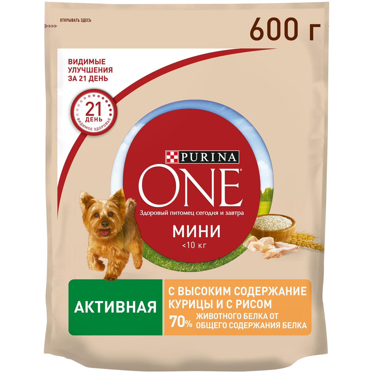 Purina One Сухой корм для собак мелких пород, с курицей и рисом (600 г)