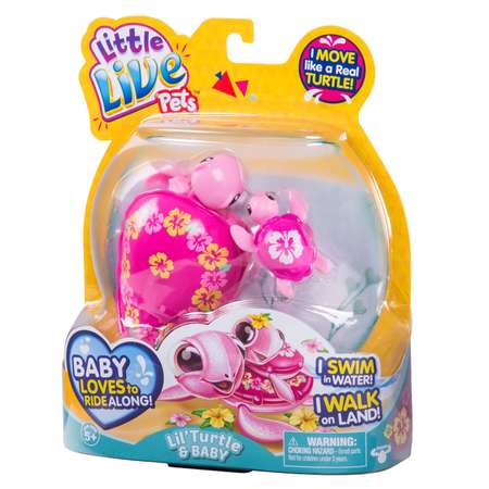 Черепашка Little Live Pets с малышом Алый верх Розовый низ