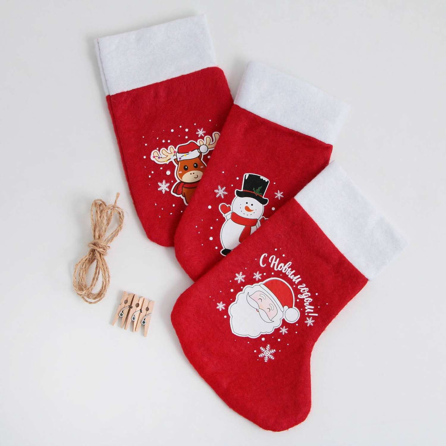 Набор Зимнее волшебство мешков носочков с прищепками «Весёлого Нового года! « - фото 2