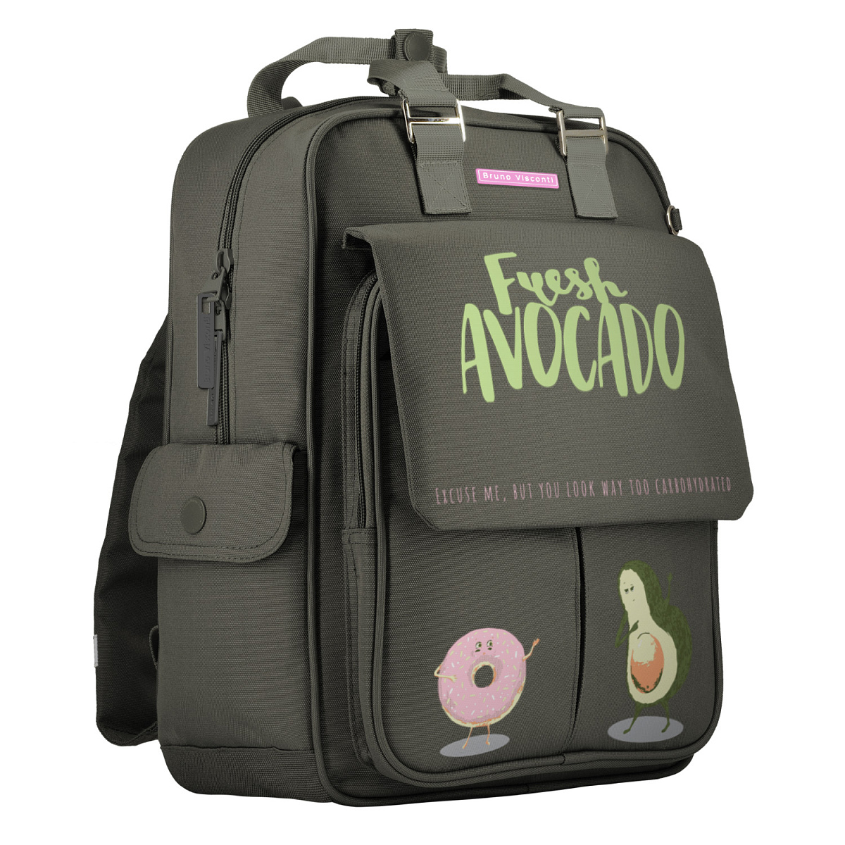 Сумка-рюкзак Bruno Visconti темно-серый Авокадо и Пончик - фото 2