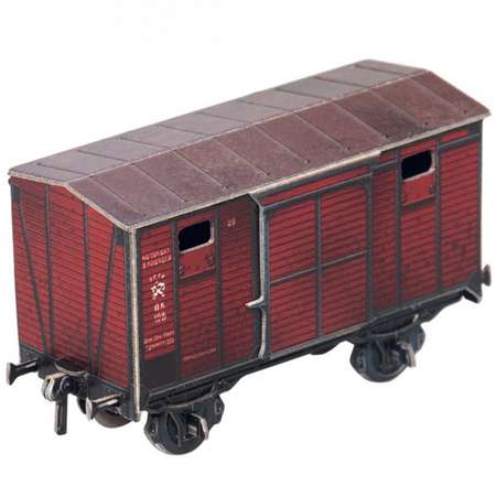Сборная модель Умная бумага Железная дорога 1/87 Двухосный крытый вагон 383