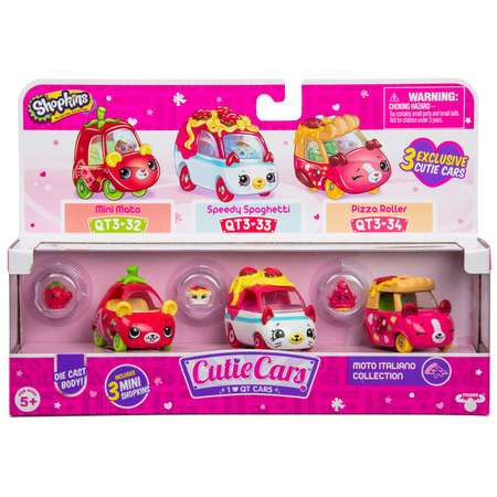 Машинки Cutie Cars 3шт +мини-фигурки Shopkins S3 Автоиталия