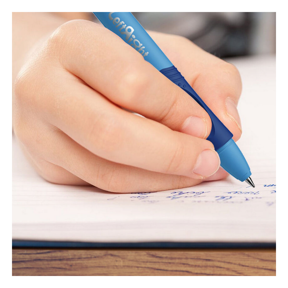 Ручка шариковая масляная STABILO LeftRight для правшей для обучения письму F синяя / корпус жёлто-голубой 2шт в блистере - фото 4