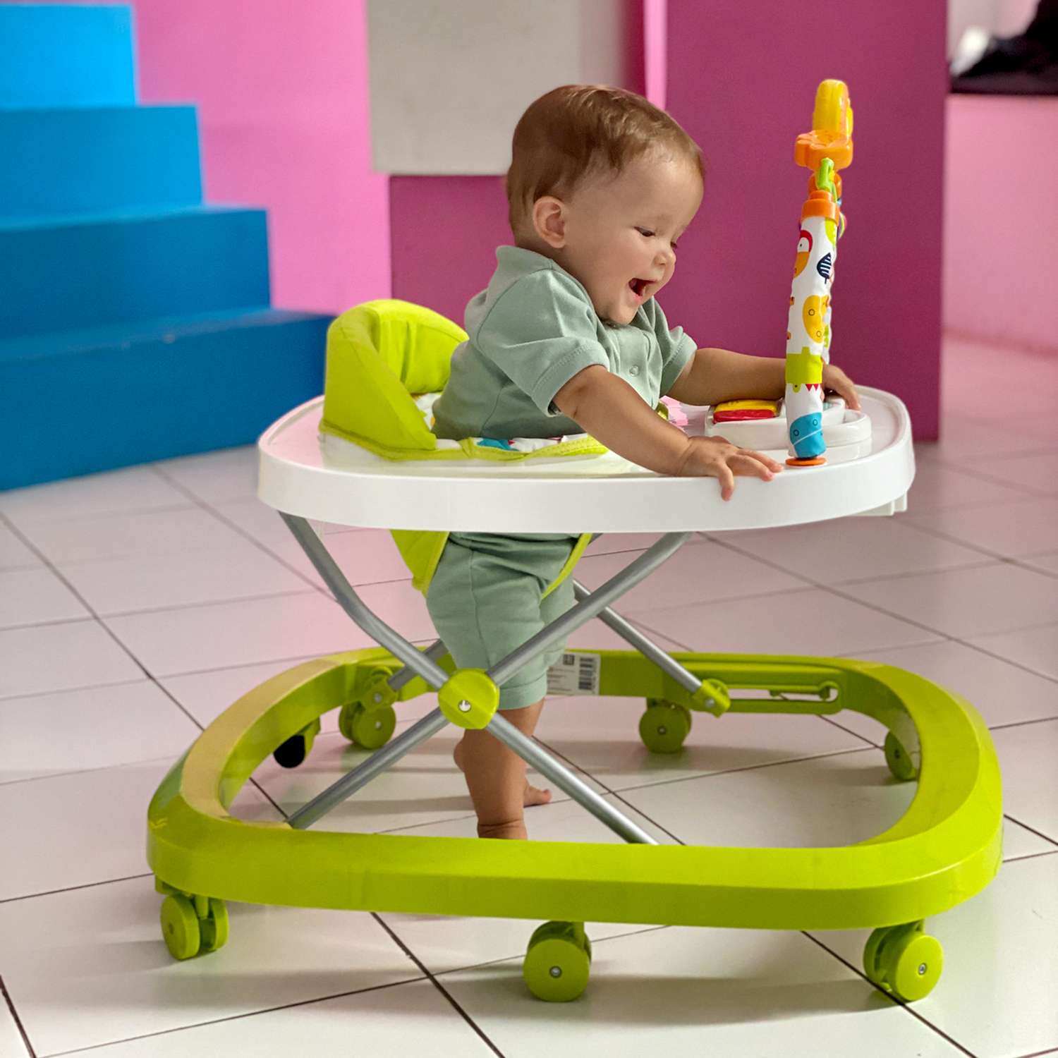 Ходунки детские AmaroBaby с электронной игровой панелью Walking Baby GREEN зеленый - фото 3