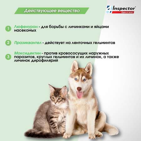 Таблетки для кошек и собак Inspector Quadro Tabs 2-8кг
