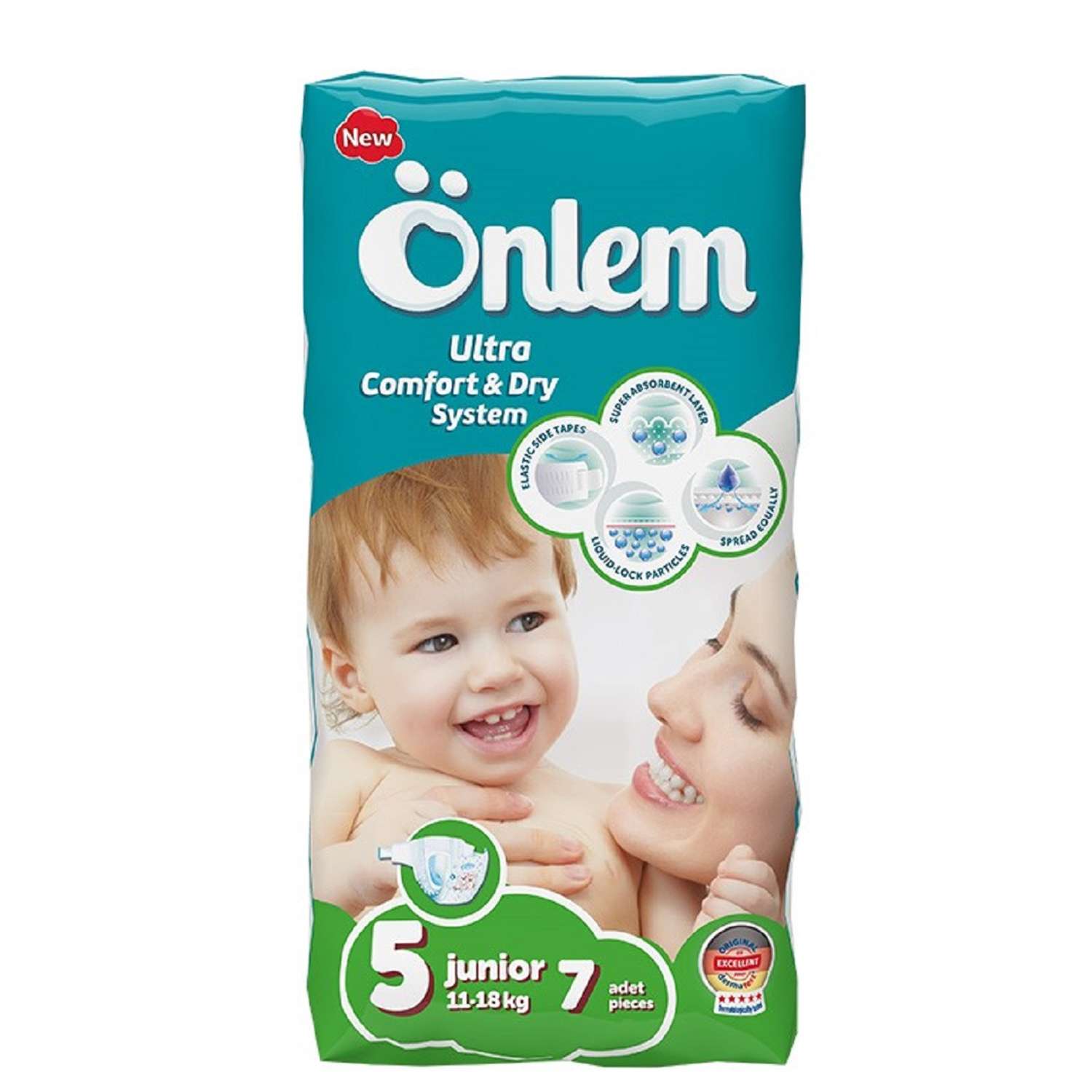 Детские подгузники Onlem Classik 5 (11-18 кг) mini 7 шт в упаковке - фото 1