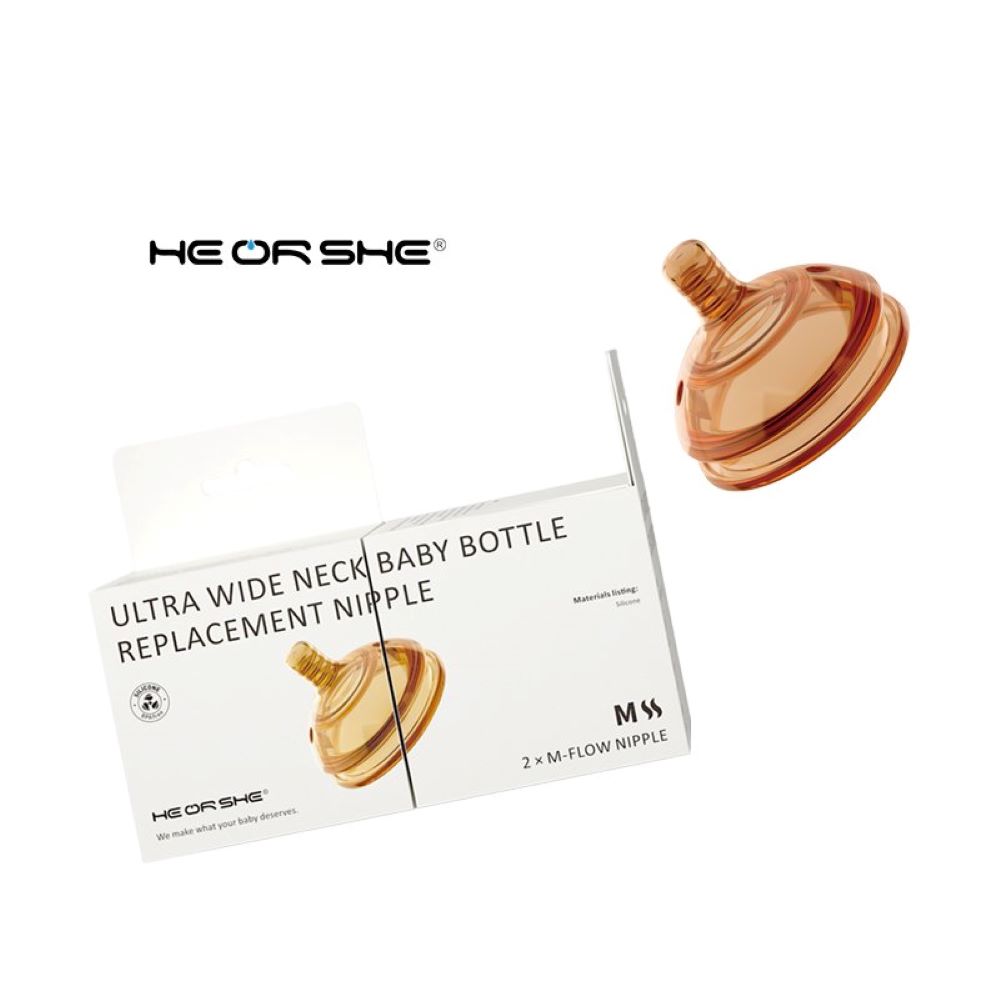 Соски антиколиковые HEORSHE Ultra Wide Neck Nipple сменные 2 шт от 3 месяцев размер М - фото 2