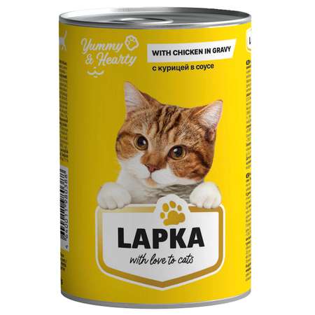 Корм консервированный LAPKA для кошек с курицей в соусе 415 г