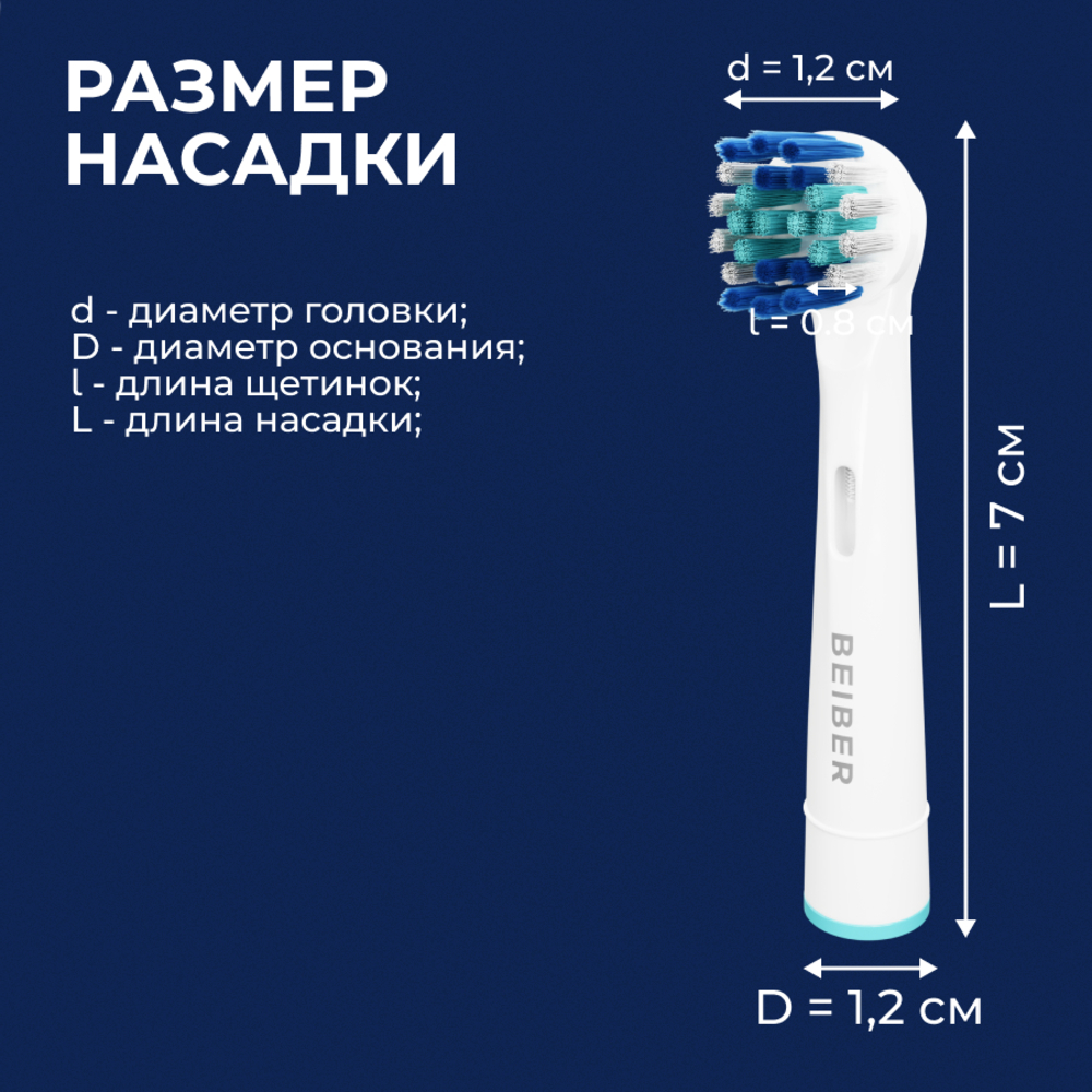 Насадка на зубную щетку BEIBER совместимая с Oral-b classic 4 шт - фото 6