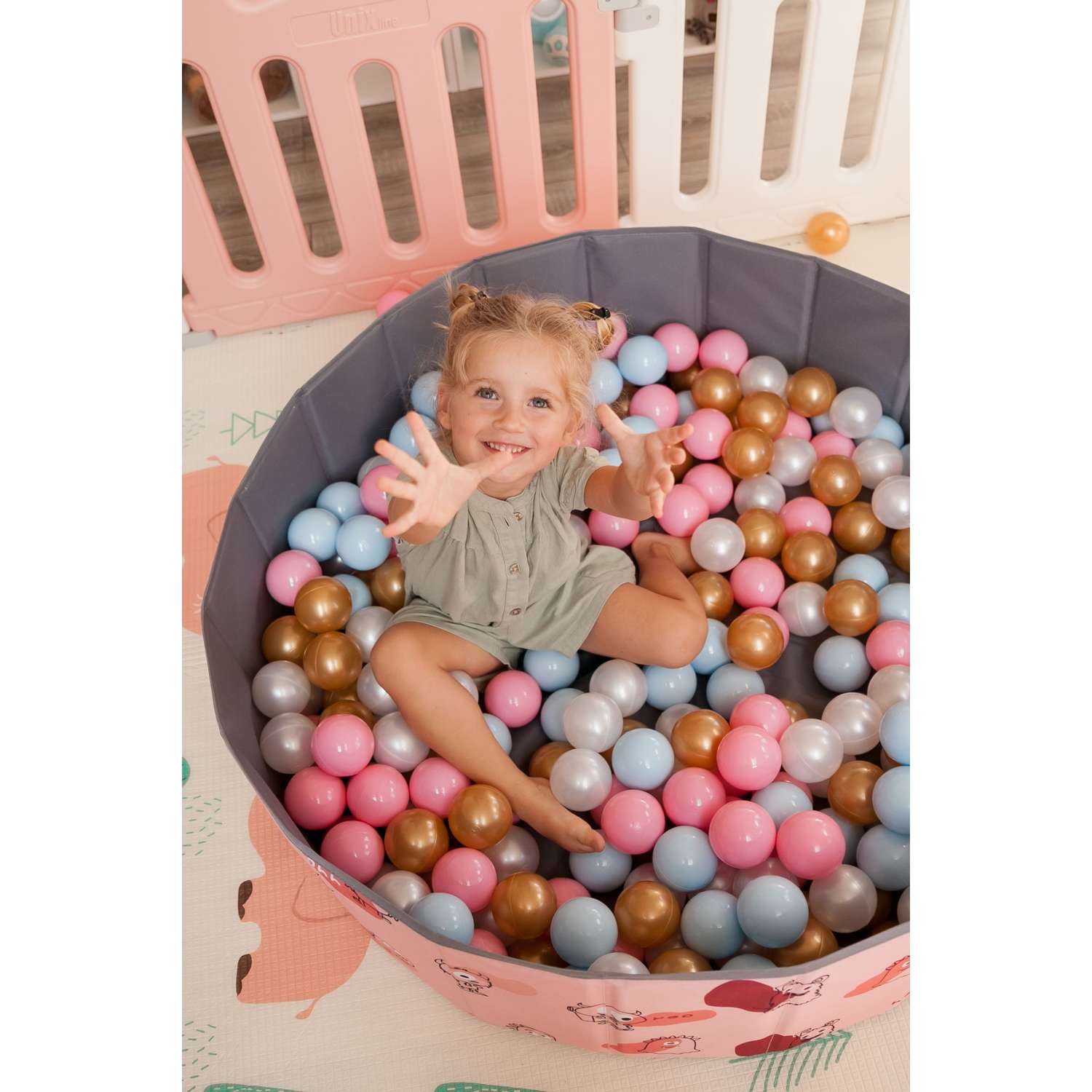 Сухой бассейн для шариков UNIX Kids Dino 100 Pink (без шариков) - фото 2