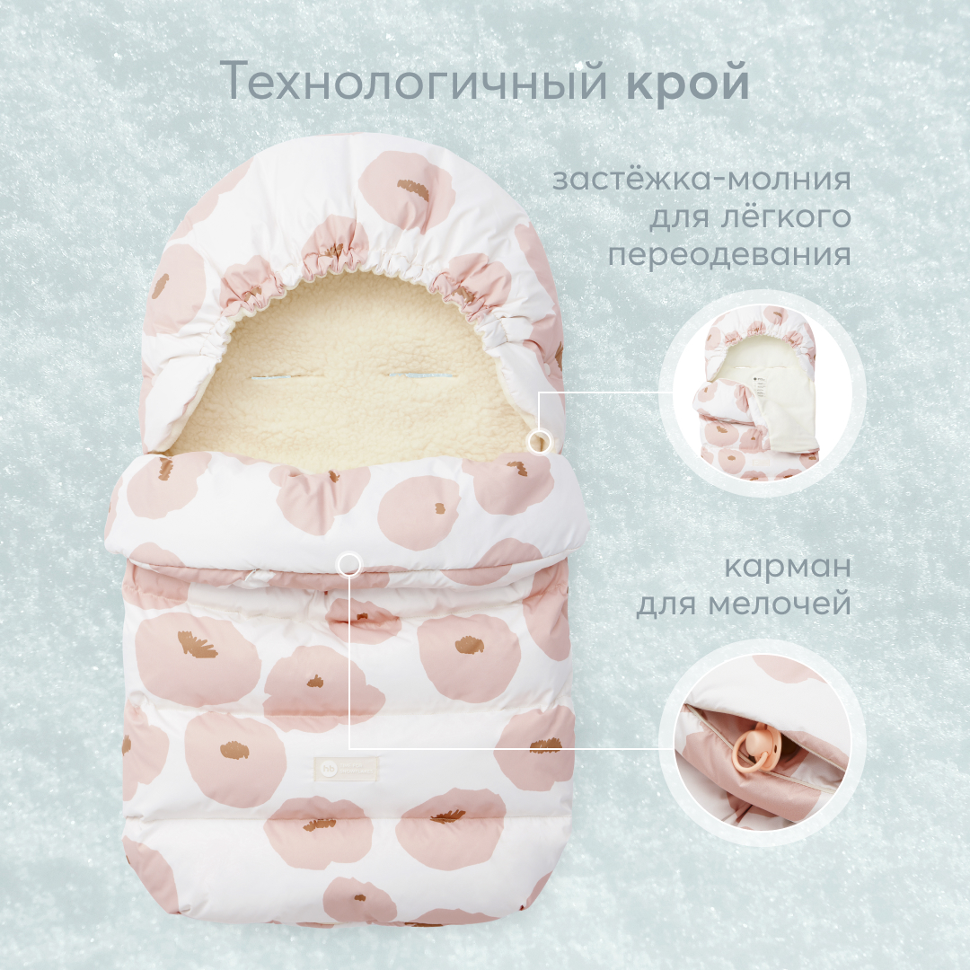 Конверт в коляску Happy Baby с меховым вкладышем с цветами - фото 5