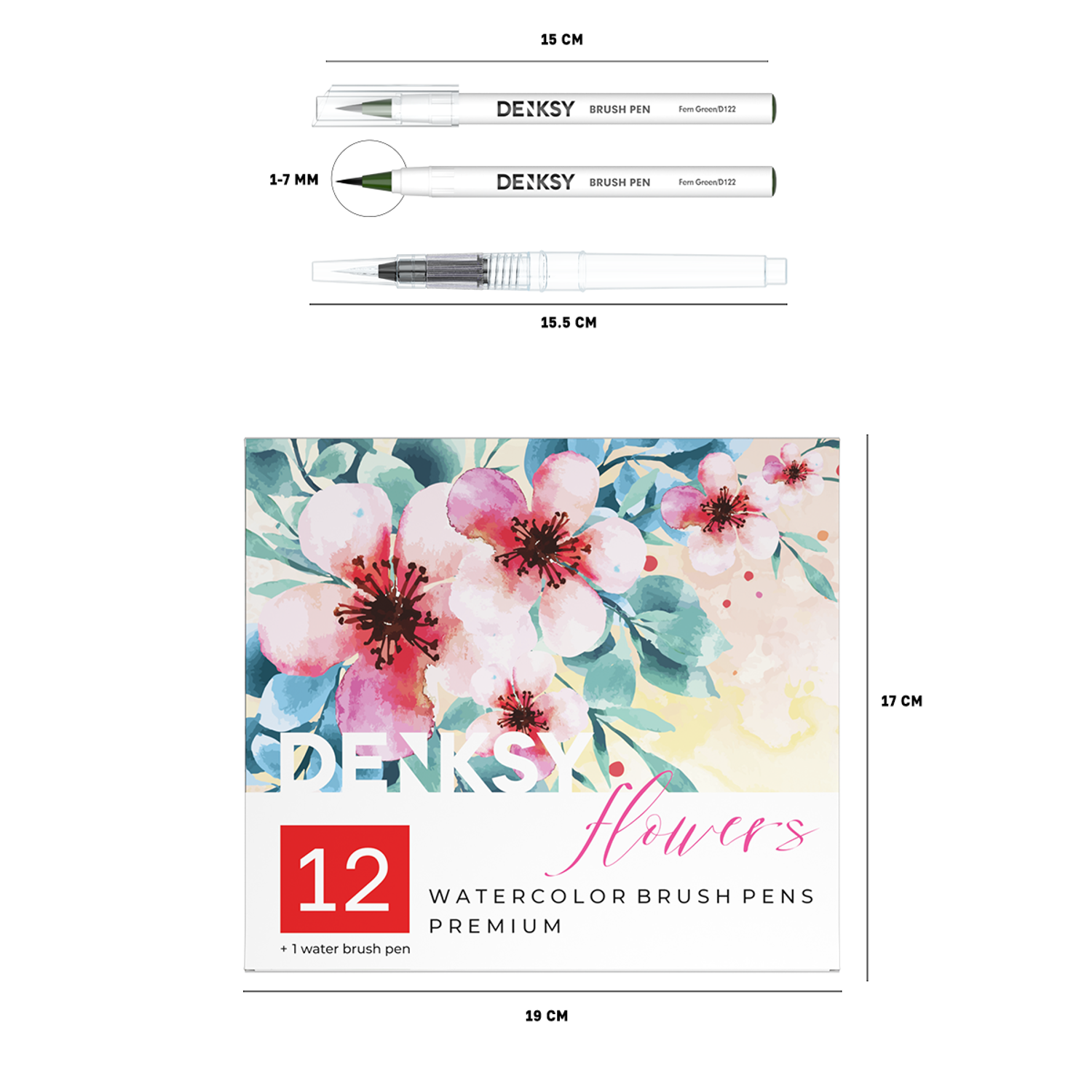 Акварельные маркеры DENKSY 12 Flowers цветов в белом корпусе и 1 кисть с резервуаром - фото 9