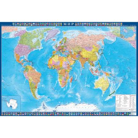 Карта настенная Атлас Принт Мир 1.57x1.07 м