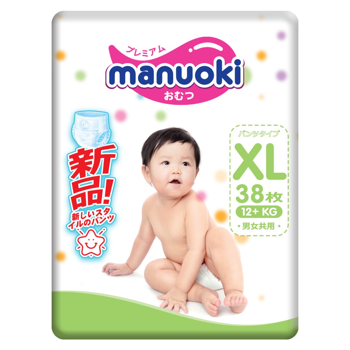 Подгузники-трусики Manuoki XL 12+ кг 38 шт JPM003 - фото 1