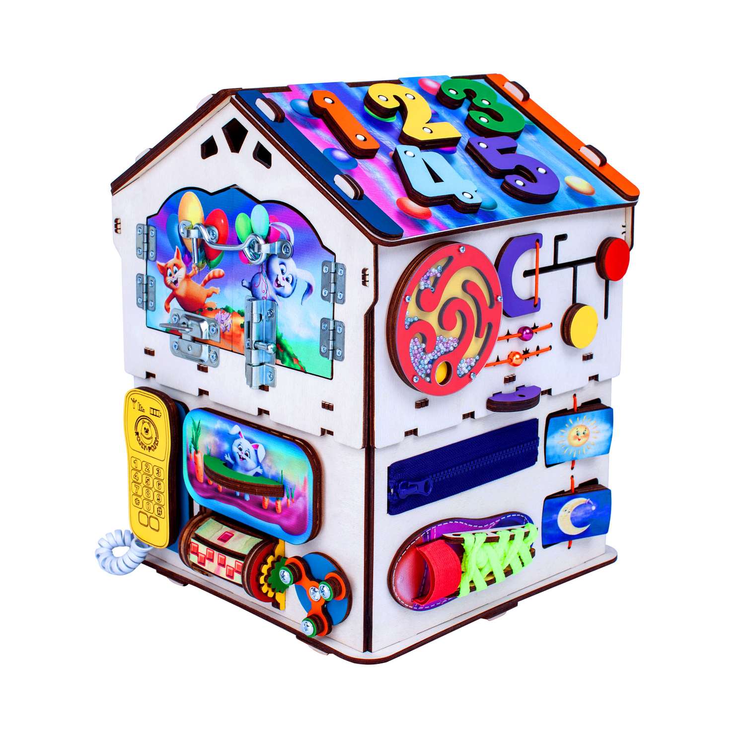 Бизиборд Jolly Kids развивающий бизидом и куб 2 в 1 со светом - фото 2