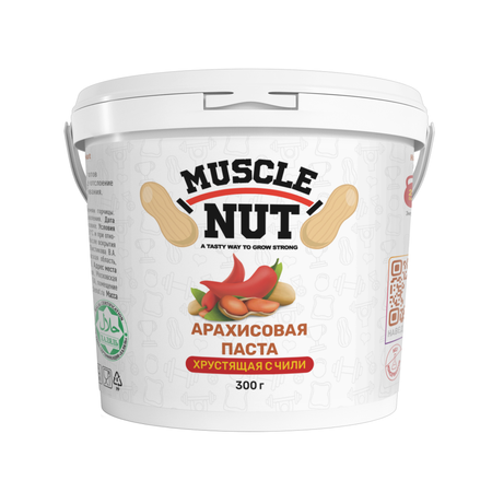 Арахисовая паста Muscle Nut хрустящая с чили без сахара натуральная высокобелковая 300 г