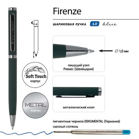 Ручка шариковая Bruno Visconti автоматическая firenze цвет корпуса зеленый 1 мм синяя в черном футляре