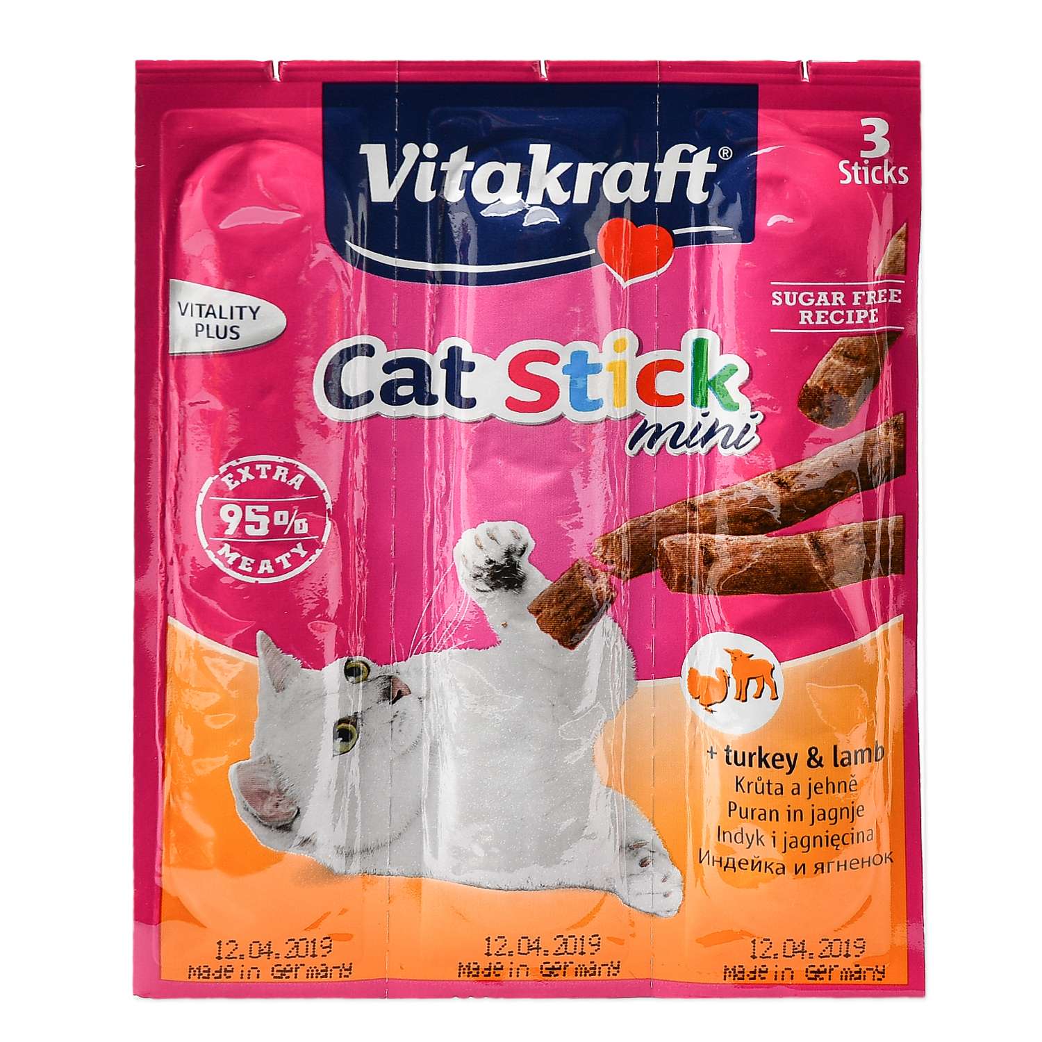 Лакомство для кошек Vitakraft Колбаски индейка-ягненок 6г*3шт 18202 - фото 1